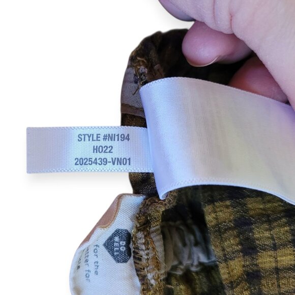 Madewell Tie-Back Cutout Puff Sleeve Top in Plaid in Spiced Olive size S EUC - Picture 16 of 16